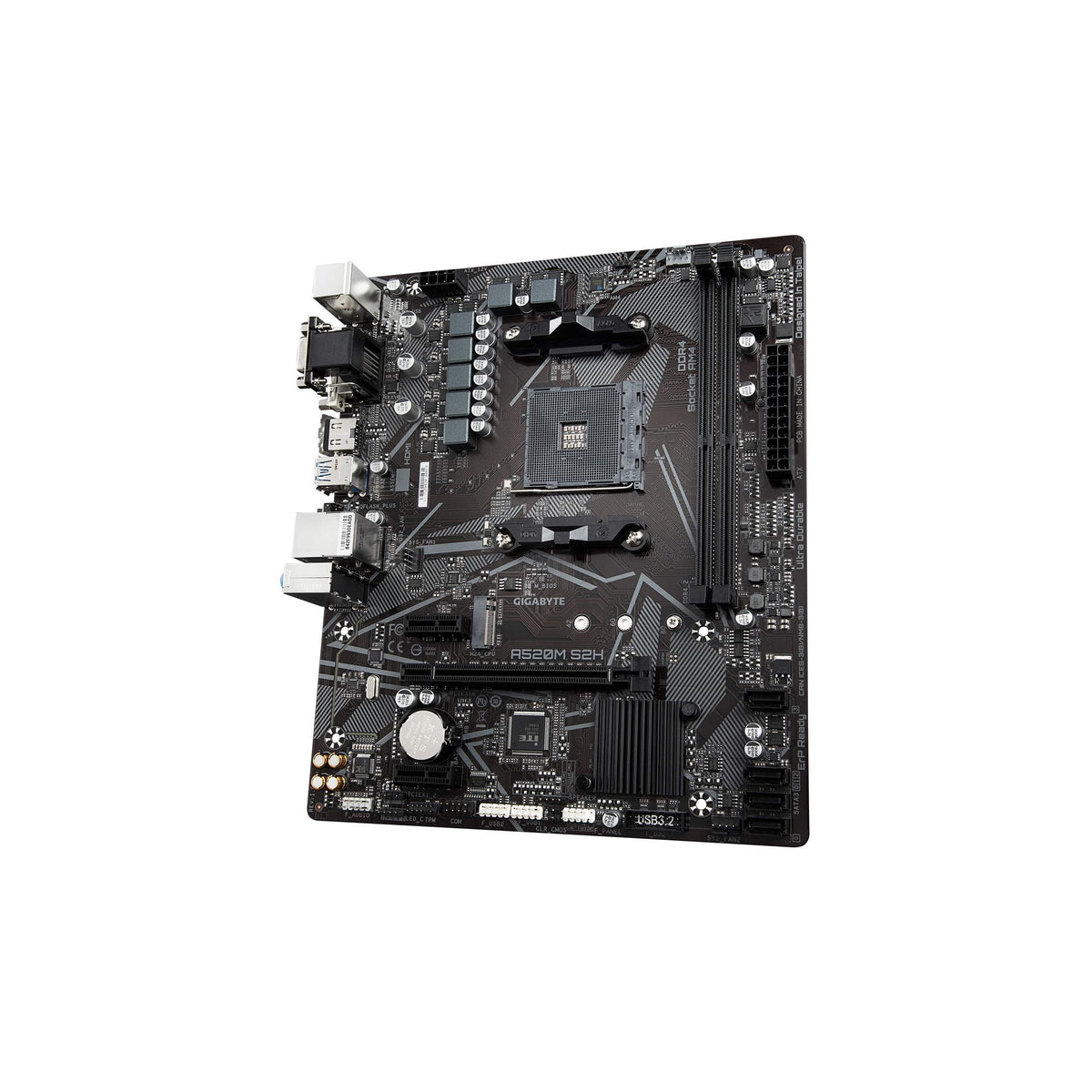 Gigabyte A520M S2H (AMD Ryzen AM4/MicroATX/4+3 Phases Digital PWM/Gigabyte Gaming GbE LAN/NVMe PCIe 3.0 x4 M.2/3 Display Interfaces/Q-Flash Plus/RGB Fusion 2.0/Motherboard)