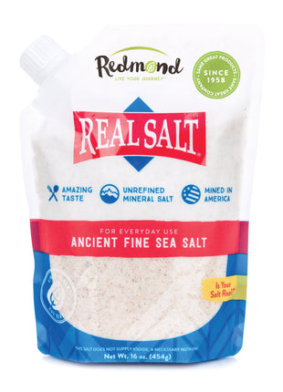 Redmond Real Salt - Ancient Fine Sea Salt, Unrefined Mineral Salt, 16 Ounce Pouch (1 Pack)