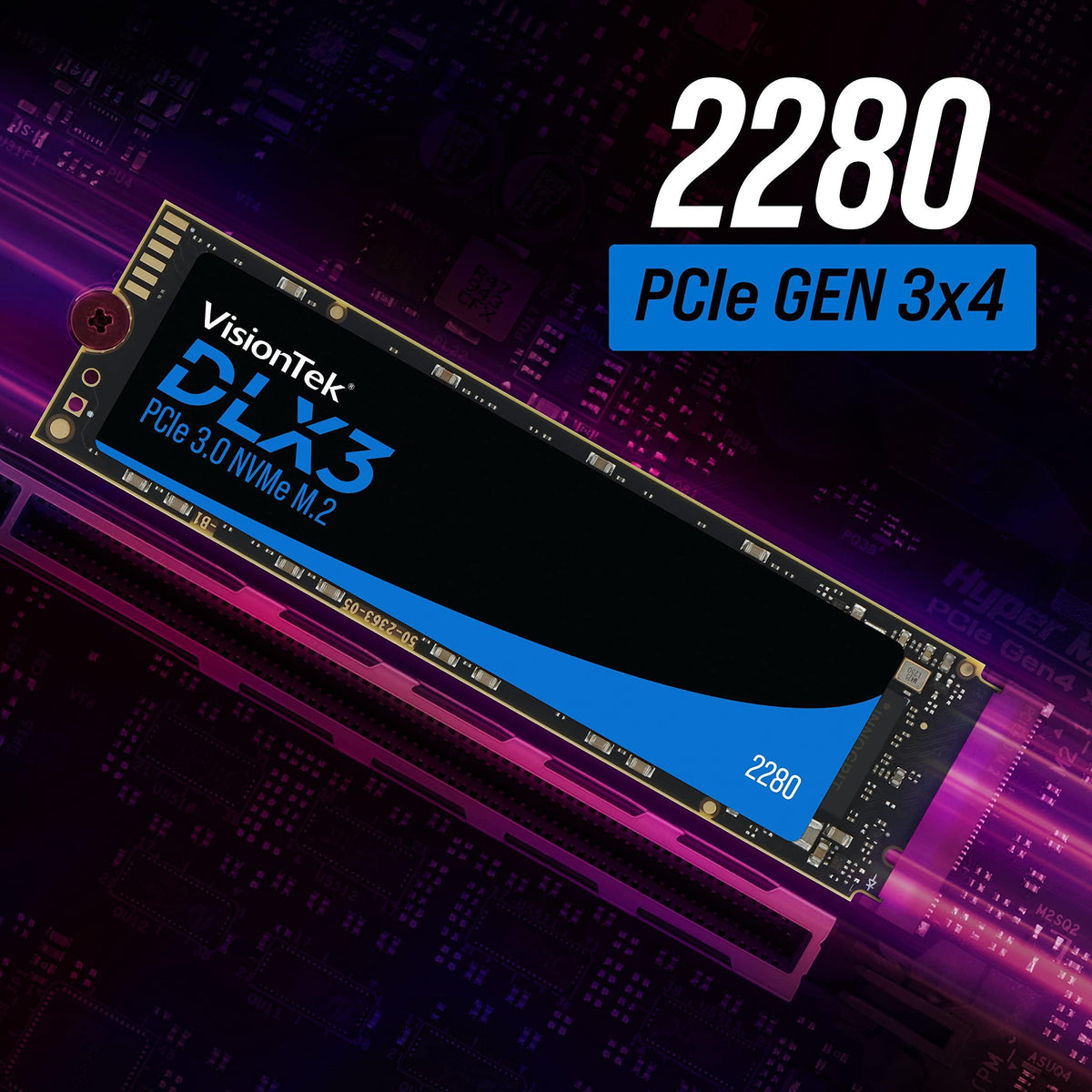 VisionTek 2280 DLX3 M.2 SSD PCIe 3.0 x4-256GB - PCIe Gen 3.0 x4 NVMe - 3300MB/s Read, 2900MB/s Write – Laptops, Gaming PCs, Compatible Consoles