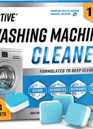 Washing Machine Cleaner Descaler 24 Pack   Deep Cleaning Tablets For HE Front Loader & Top Load Washer, Septic Safe Eco Friendly Deodorizer, Clean Inside Drum and Laundry Tub Seal   12 Month Supply