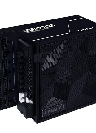 Lian Li EDGE1200W Fully Modular Low-Noise ATX Power Supply - ATX 3.1 & PCIE 5.1 Compliant - Cybenetics Gold Efficiency - 12V-2x6 Cable - L-Shape Design - with USB/Fan Hub - Black (EG1200G.BH)