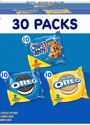 Nabisco Sweet Treats Cookie Variety Pack OREO & CHIPS AHOY!, 30 Snack Packs | 2 Cookies Per Pack, Individually Wrapped