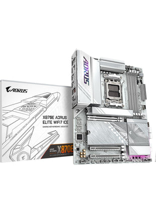 GIGABYTE X870E AORUS Elite WIFI7 ICE AMD AM5 LGA 1718 Motherboard, ATX, DDR5, 4X M.2, PCIe 5.0, USB4, WIFI7, 2.5GbE LAN, EZ-Latch, 5-Year Warranty