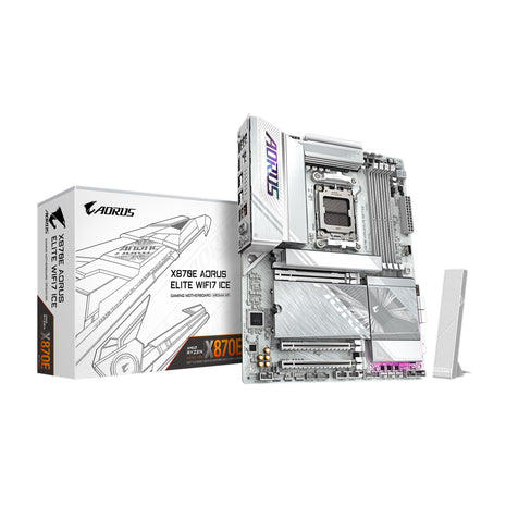 GIGABYTE X870E AORUS Elite WIFI7 ICE AMD AM5 LGA 1718 Motherboard, ATX, DDR5, 4X M.2, PCIe 5.0, USB4, WIFI7, 2.5GbE LAN, EZ-Latch, 5-Year Warranty