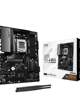 ASRock AMD B850 Pro A WiFi 6E Socket AM5 Ryzen 9000, 8000 and 7000 Series DDR5 up to 8000+ (OC) MHz 256GB ATX Motherboard M.2 SATA3 6.0 Gb/s PCIe 5.0 BIOS Flashback Realtek 2.5G LAN