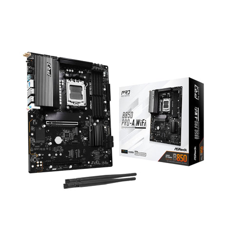 ASRock AMD B850 Pro A WiFi 6E Socket AM5 Ryzen 9000, 8000 and 7000 Series DDR5 up to 8000+ (OC) MHz 256GB ATX Motherboard M.2 SATA3 6.0 Gb/s PCIe 5.0 BIOS Flashback Realtek 2.5G LAN