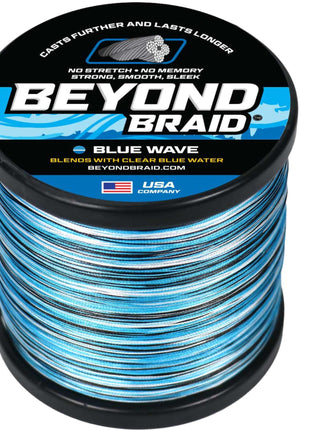 Beyond Braid Braided Fishing Line -Super Strong - Abrasion Resistant - No Stretch -Blue Camo, Moss Camo, White, Green, Pink, Blue, 4 Strand 8 Strand