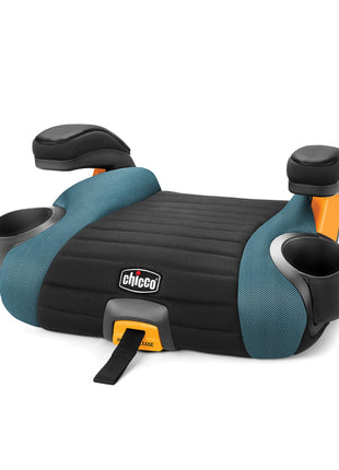 Chicco GoFit Plus Backless Booster Car Seat with Latch, 40-110 lbs | Stream/Blue, ErgoBoost contoured seat, quick-release LATCH, washable pad, 2 cup holders, booster seat for ages 4+, 40-110 lbs