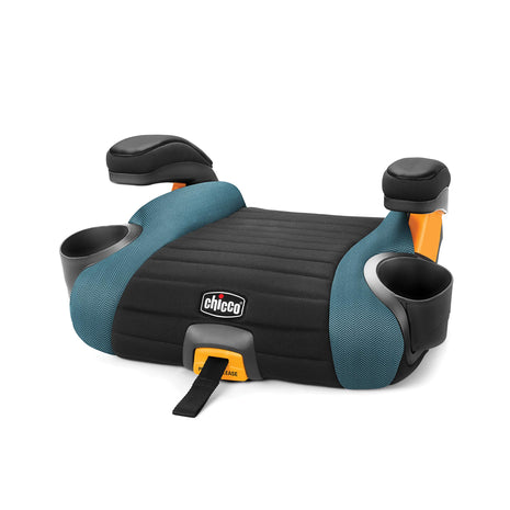 Chicco GoFit Plus Backless Booster Car Seat with Latch, 40-110 lbs | Stream/Blue, ErgoBoost contoured seat, quick-release LATCH, washable pad, 2 cup holders, booster seat for ages 4+, 40-110 lbs