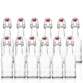 SureSave Beer Bottles with Easy Swing Cap | 16 Oz Clear Glass Bottle Set with Airtight Lid for Kombucha, Carbonated Drinks, Brewing, and Fermenting (12 Pack)