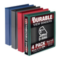 Samsill Durable 1.5 inch 3 Ring Binder, Made in USA, D Ring Binder, FSC 100% Recycled Chipboard, Basis Assortment, 4 Pack