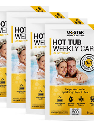 Bio Ouster 3in1 Weekly Hot Tub Cleaner, Conditioner, Clarifier - Hot Tub Chemicals for Standard & Inflatable Spas - Spa Chemicals for Crystal Clear & Sparkling Clean Water - Made in USA (4 Week Kit)