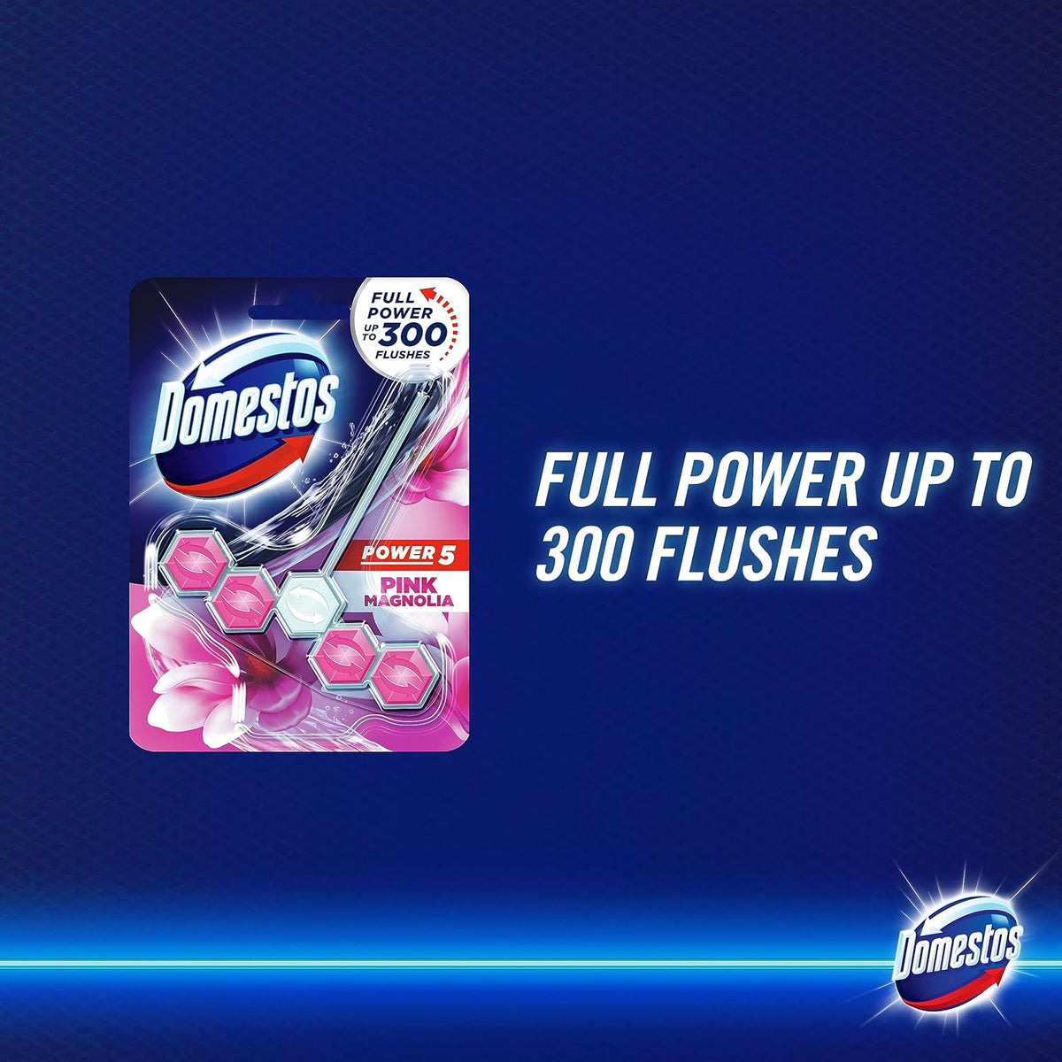 Domestos Toilet Rim Block, Pink Magnolia, gives Long Lasting Fragrance and Removes Limescales, Provides Hygiene & Shine, 55 gm