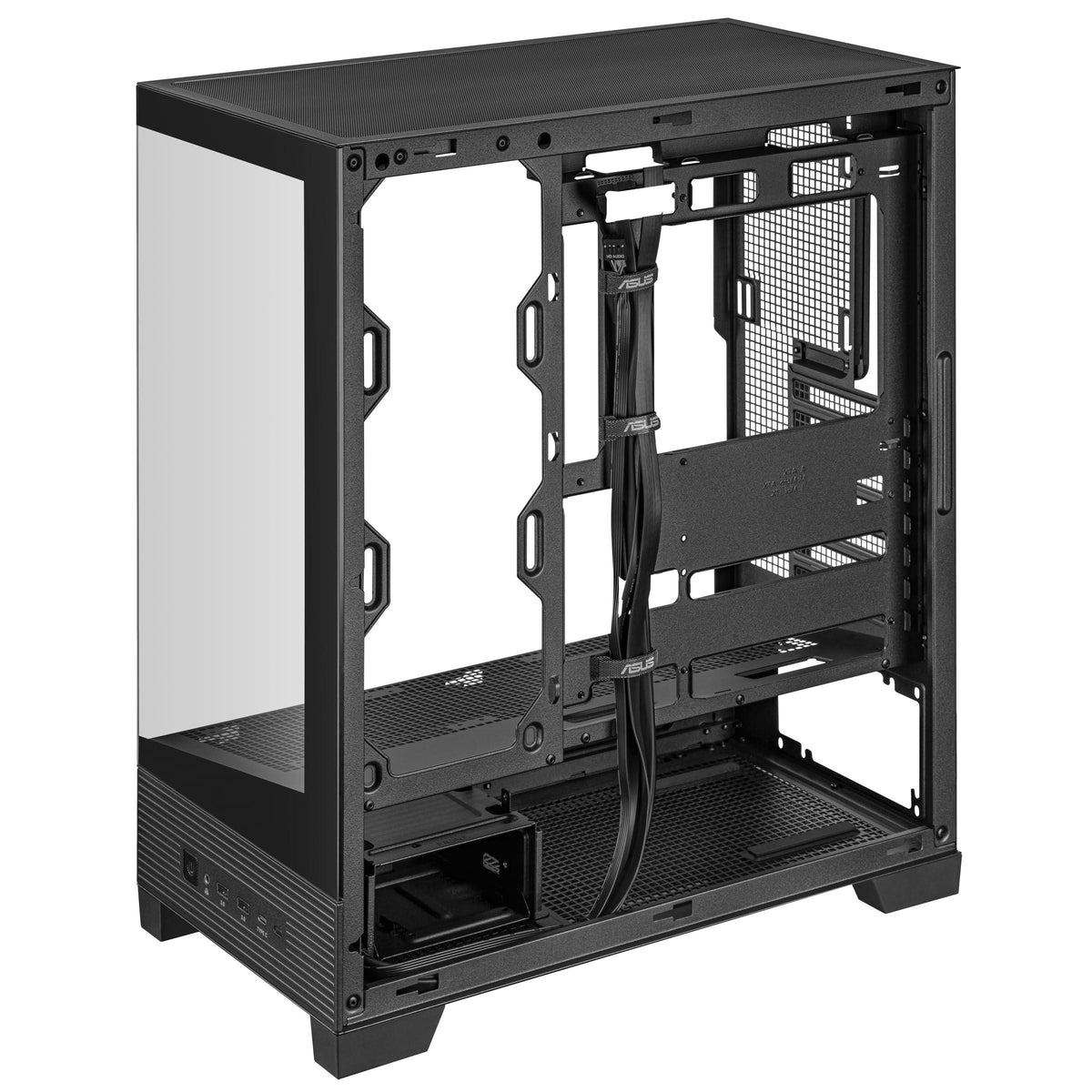 ASUS A31 Black ATX Mid-Tower Gaming Case, Dual-Sided Tempered Glass, Frameless Design, BTF Hidden Connectors, 360 AIO Support, 8° Angled Base, ARGB Ready, Optimized Airflow, Seamless Cable Management
