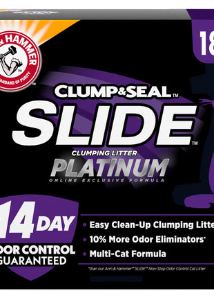 ARM & HAMMER Clump & Seal SLIDE Platinum Multi-Cat Clumping Litter, Easy Clean, Superior Odor Control, 18 Lbs