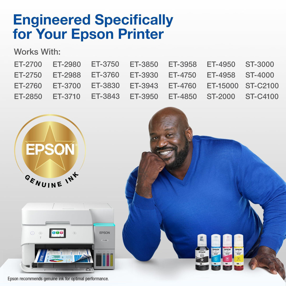 EPSON 502 EcoTank Ink Ultra-high Capacity Bottle Yellow Works with ET-2750, ET-2760, ET-2850, ET-3750, ET-3760, ET-3850, ET-4850, and other select EcoTank models