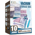 HIBAG Vacuum Storage Seal Bags, 10 Jumbo Space Saver Vacuum Sealer Bags for Clothes, Comforters, Blankets, Bedding (10J)