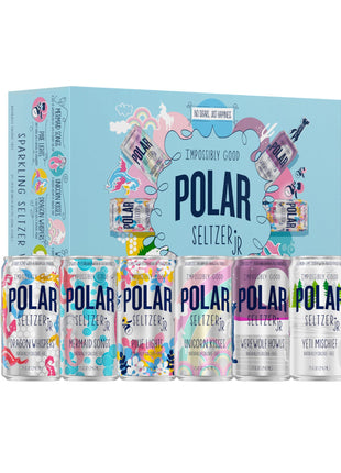 Polar Seltzer Jr Variety Pack, 7.5 fl oz Cans, Pack of 24 Six Flavors, Mini Cans, No Sugar, No Sweeteners