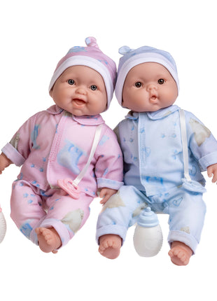 Twins 13" Realistic Soft Body Baby Dolls | JC Toys - Berenguer Boutique | Twins Gift Set with Removable Outfits and Accessories | Pink and Blue | Caucasian | Ages 2+