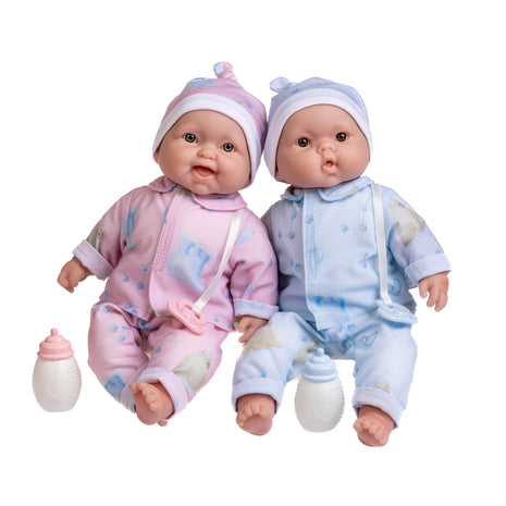 Twins 13" Realistic Soft Body Baby Dolls | JC Toys - Berenguer Boutique | Twins Gift Set with Removable Outfits and Accessories | Pink and Blue | Caucasian | Ages 2+