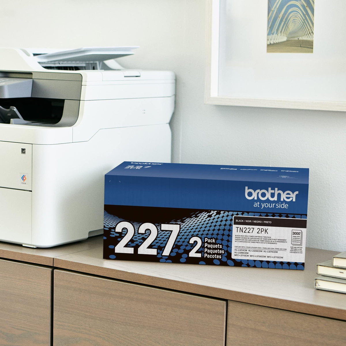 Brother Genuine TN227 High-Yield Black Toner Cartridge Twin Pack for Professional Laser Printing, 2 Pack Yields 6,000 Pages Total, Compatible with HL-L3210CW HL-L3230CDW Printers