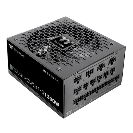 Thermaltake Toughpower TF3 1300W; 2X Native PCIe 5.1 12V-2x6; Dual-Color H++ Connectors; Etched Flat Cables; Multi/Single Rail OCM Toggle; 100% Japanese Capacitors; 80+ Titanium; PS-TPD-1300FNFATU-1