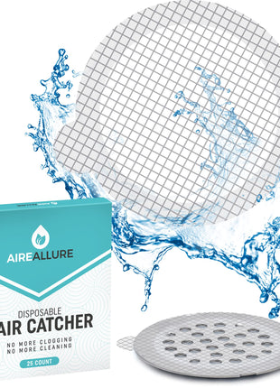 25 Pack Disposable Shower Drain Hair Catcher Mesh Stickers - Peel & Stick Drain Strainers to Prevent Clogs, Strong Waterproof Adhesive, Mess-Free Disposable Drain Covers for Shower & Bathtub