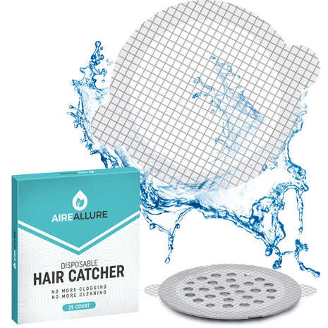 25 Pack Disposable Shower Drain Hair Catcher Mesh Stickers - Peel & Stick Drain Strainers to Prevent Clogs, Strong Waterproof Adhesive, Mess-Free Disposable Drain Covers for Shower & Bathtub