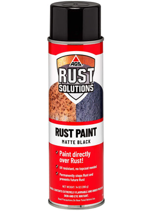 AGS RUST SOLUTIONS Rust Spray Paint, 14oz, Durable Matte Black Finish, Safe for All Surfaces, Eradicate Rust and Ensure Long-Lasting Protection Against Weather and Wear