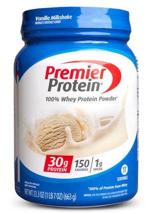 Premier Protein 30g High Protein Powder, 100% Whey, Vanilla, 17 Servings | No Added Sugar, Supports Muscle Health, Soy & Gluten-Free, 1.5 lb