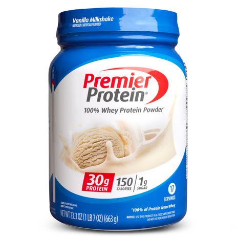 Premier Protein 30g High Protein Powder, 100% Whey, Vanilla, 17 Servings | No Added Sugar, Supports Muscle Health, Soy & Gluten-Free, 1.5 lb