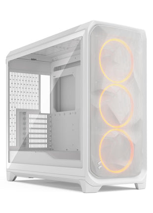 Fractal Design Meshify 3 XL White Tempered Glass Clear Tint - High Airflow PC Gaming Case - Mesh Front Panel - Three ARGB Momentum 14 Gen 2 Fans Included - Spacious Interior - GPU up to 512mm