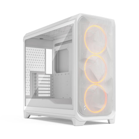 Fractal Design Meshify 3 XL White Tempered Glass Clear Tint - High Airflow PC Gaming Case - Mesh Front Panel - Three ARGB Momentum 14 Gen 2 Fans Included - Spacious Interior - GPU up to 512mm