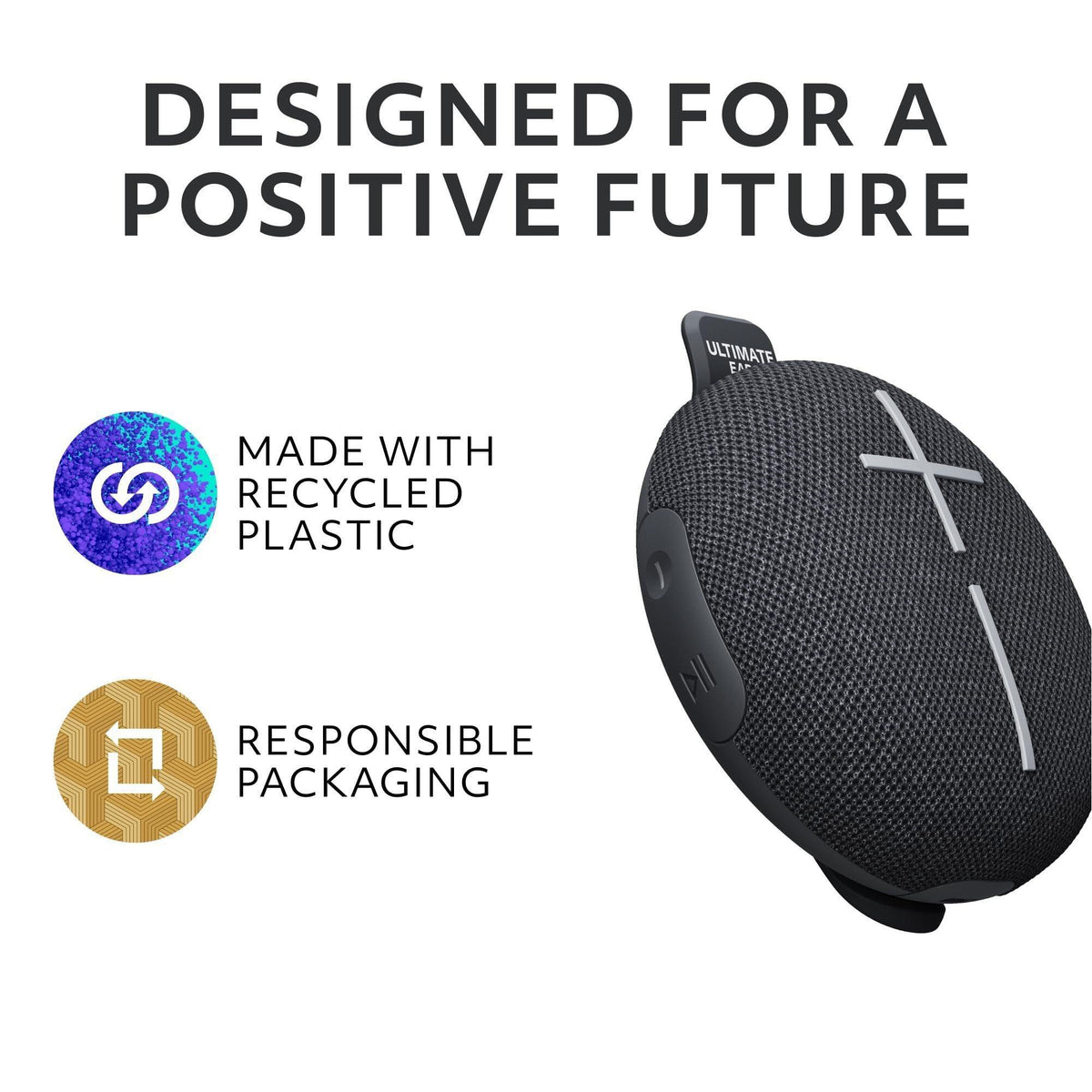 Ultimate Ears MINIROLL Ultra-Portable Waterproof Bluetooth Speaker, Big Bass, IP67 Dustproof, 131 ft (40 m) Range - Gentle Black