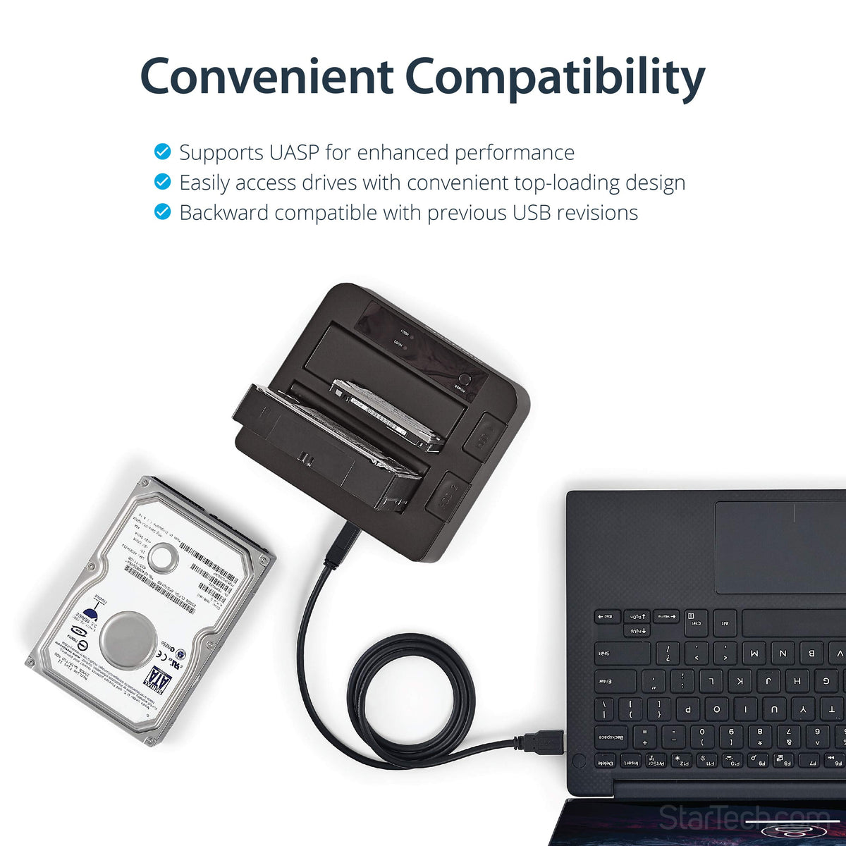 StarTech.com Dual-Bay USB 3.1 to SATA Hard Drive Docking Station, USB 3.1 (10 Gbps), External 2.5/3.5" SATA I/II/III, SSD/HDD Docking Station, Hot-Swap Hard Drive Bay, Top-Loading (SDOCK2U313)