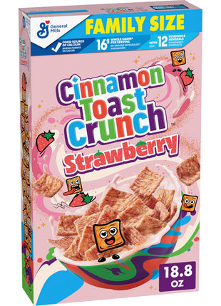 Cinnamon Toast Crunch Breakfast Cereal, Crispy Strawberry Cereal, Family Size, 18.8 oz
