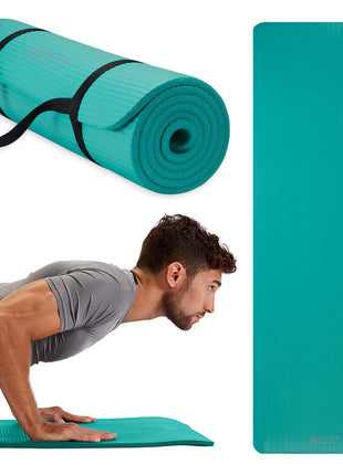 Gaiam Yoga Mat, Pilates & Exercise Mat, Thick 2/5 inch (10mm) Workout Mat with Easy-Cinch Carrying Strap for Home & Gym Workouts