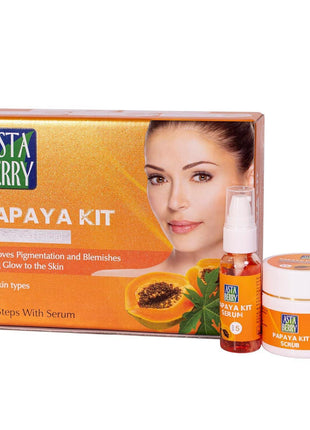 Astaberry Papaya Facial Kit Medium 5 Steps with Serum For Women | Removes Pigmentation And Blemish l Salon Like Results | Instant Glow | For All Type Skin, 270 ml