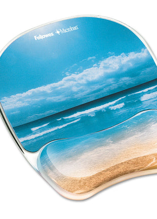 Fellowes 9179301 Gel Mouse Pad with Wrist Rest, 7-7/8 x 9-1/4, Sandy Beach Design