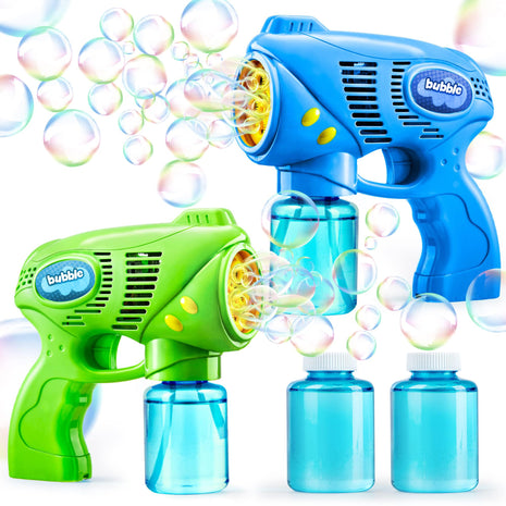 JOYIN 2 Kids Bubble Gun with 2 Bottles Refill Solution, Bubble Machine Gun for Toddlers Kids 4-8, Party Favors, Summer Toy, Outdoors, Easter, Birthday Gift