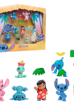 Disney Stitch Just Play Collectible Figure Set with Accessories | 11-pieces, 2-inch Figurines, Home Decoration, Kids Toys for Ages 3 Up, Collectible Toys