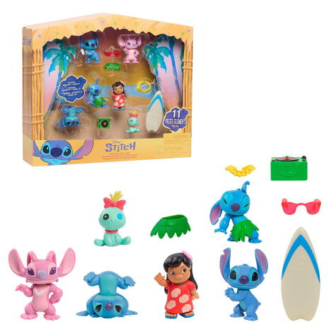 Disney Stitch Just Play Collectible Figure Set with Accessories | 11-pieces, 2-inch Figurines, Home Decoration, Kids Toys for Ages 3 Up, Collectible Toys