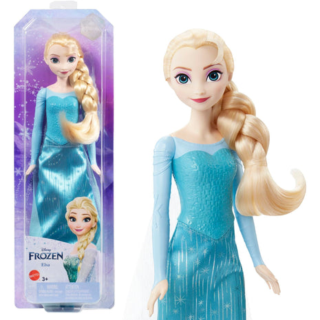 Mattel Disney Frozen Elsa Fashion Doll in Frozen 1 Look | Posable Doll in Signature Blue Dress with Cape, Skirt & Shoes and Braided Hair, Inspired by Disney Frozen