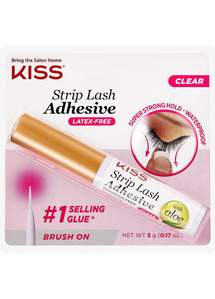 Kiss Lash Adhesive, Lash Glue, 24hr Strip Eyelash Adhesive, Clear, Includes Lash Adhesive, Long Lasting Wear, Can Be Used with Strip Lashes and Lash Clusters