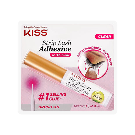 Kiss Lash Adhesive, Lash Glue, 24hr Strip Eyelash Adhesive, Clear, Includes Lash Adhesive, Long Lasting Wear, Can Be Used with Strip Lashes and Lash Clusters