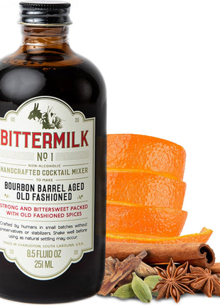 Bittermilk No.1 Bourbon Barrel Aged Old Fashioned Mix - All Natural Handcrafted Cocktail Mixer - Old Fashioned Syrup - More Complex than Bitters & Simple Syrup