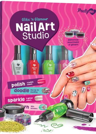 Nail Art Studio for Girls - Birthday Gift - Nail Polish Kit for Kids Ages 7-12 Years Old - Girl Gifts Ideas - Gift Set - Girly Stuff - Polish, Pens, Glitter, Stickers, Gems, Filer - 8 9 10 11 12 Year