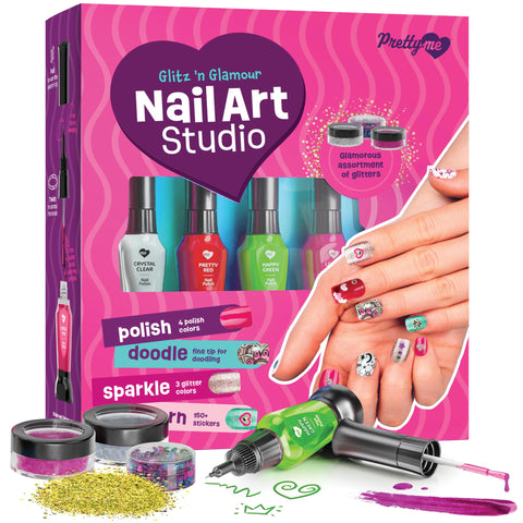 Nail Art Studio for Girls - Birthday Gift - Nail Polish Kit for Kids Ages 7-12 Years Old - Girl Gifts Ideas - Gift Set - Girly Stuff - Polish, Pens, Glitter, Stickers, Gems, Filer - 8 9 10 11 12 Year