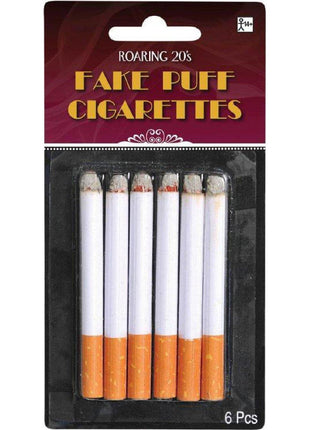 Fake Puff Cigarettes Costume Accessory - 3.25 inch, 6 Count - Durable & Realistic - Ideal For Themed Parties & Theatrical Performances