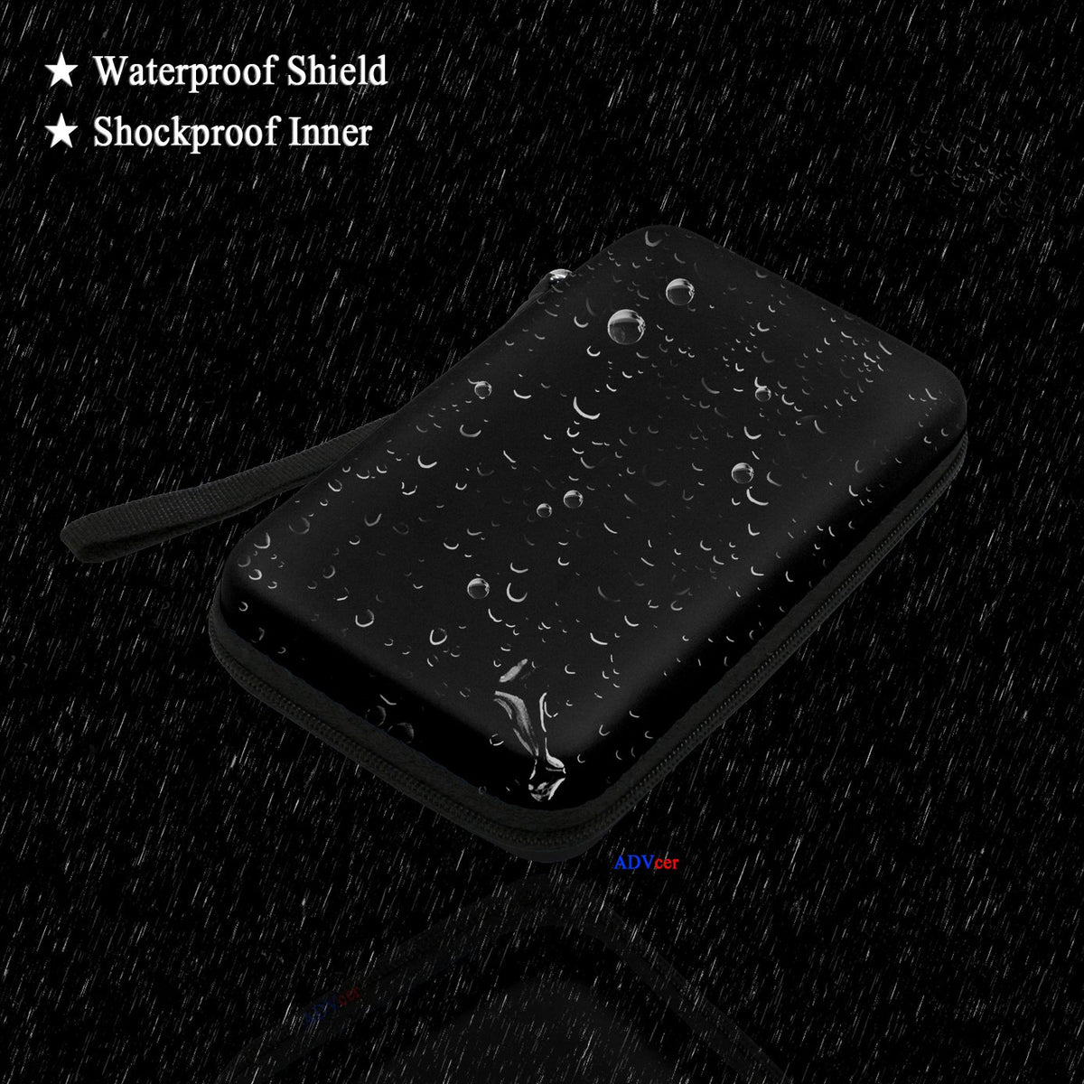 ADVcer 3DS Case, EVA Waterproof Hard Shield Protective Carrying Case with Detachable Hand Wrist Strap Compatible with Nintendo New 3DS, 3DS, 2DS XL or DSi, DS Lite, Black